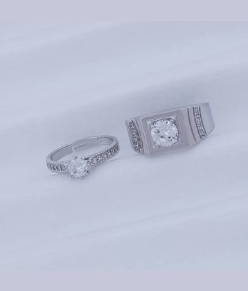 Solitaire Adjustable Some One Speical Couple Ring Set Wedding Engagement Valentine Gift  Silver Plated  Ring For Women And Men