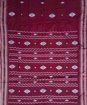 Maroon colour handwoven cotton bomkai saree