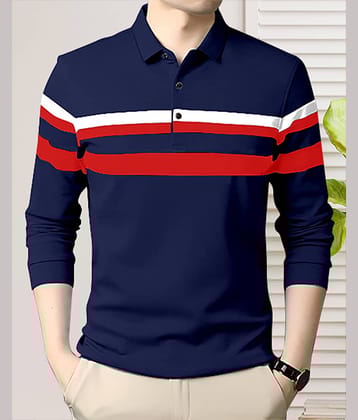 ENITOR Men Cotton Blend Regular Fit Striped Polo T Shirt ( Dark Green )