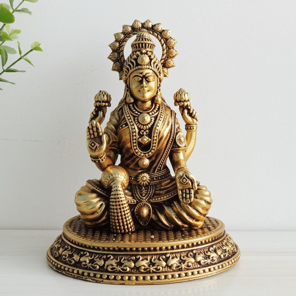 Brass Showpiece Laxmi Ji God Idol Statue, Made From Machine (BSMAS1703 L)