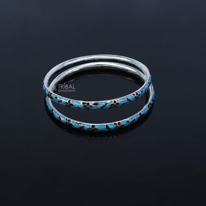 925 sterling meenakari  work designer bangle bracelet pure silver gifting jewelry, brides made bangles ba428