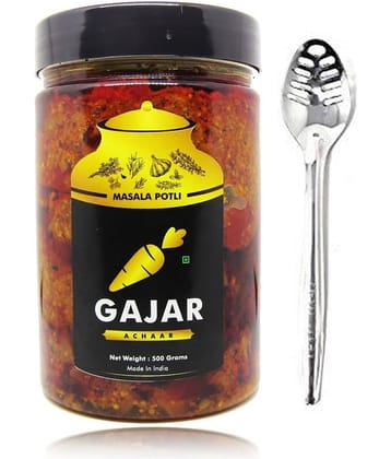 Masala Potli Homemade Masala Gajar Ka Achar & Spoon | Carrot Masala Pickle | Marwadi Achar Pickle 500 g