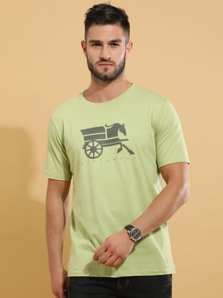 Lime Green Horse Crewneck T-Shirt-L