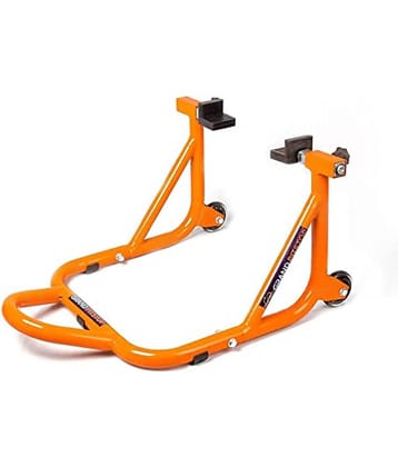 Grand Pitstop Universal Rear Paddock Stand for Motorcycle with Swingarm Rest (Dismantable with Skate Wheels, Orange, Motorcycle Weight Up to 450 Kgs)