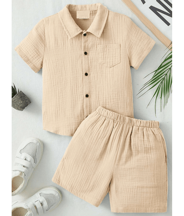 Ocvito Pack of 1 Boys Cotton Blend Shirt & Shorts ( Beige )