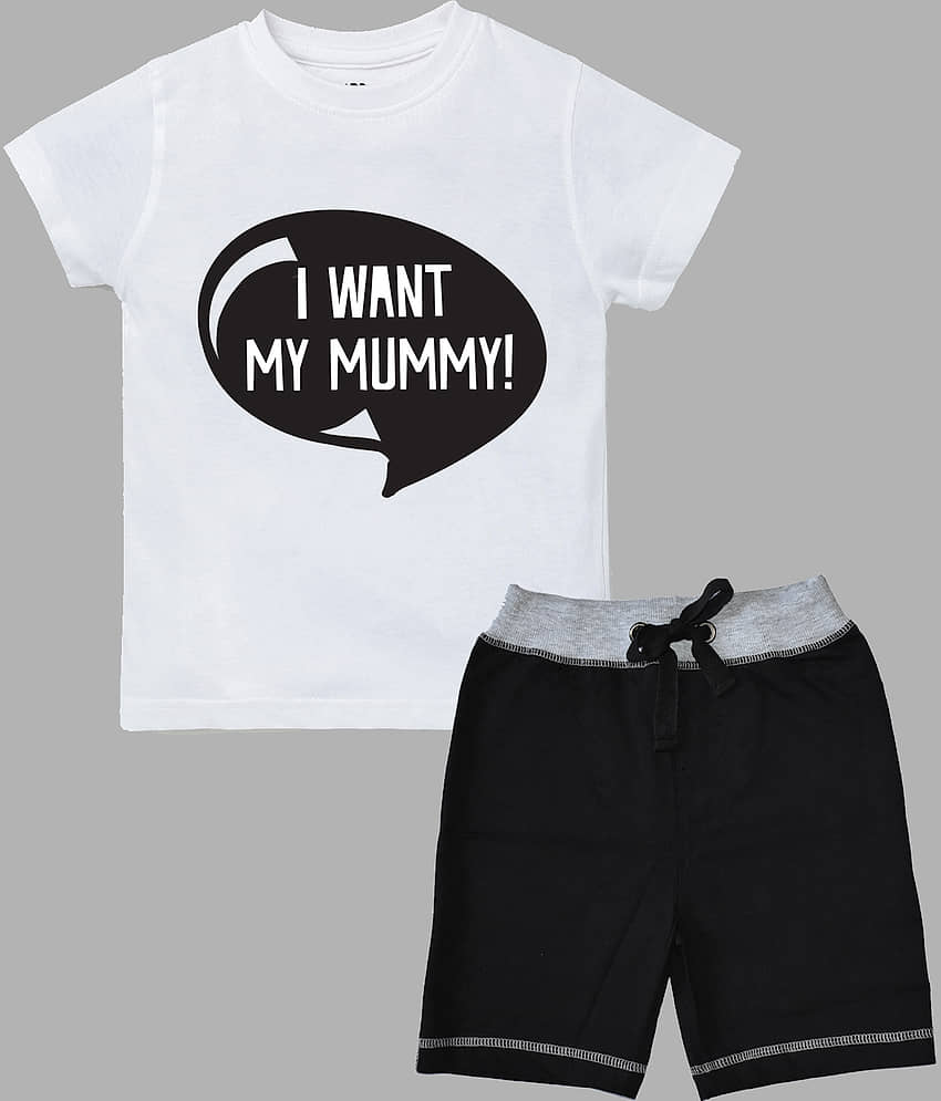 ETCHED DESIGN Pack of 1 Boys Cotton T-Shirt & Shorts Set ( Multicolor )
