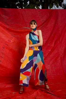ABSTRACT DRAPED TOP-XXS / Multi