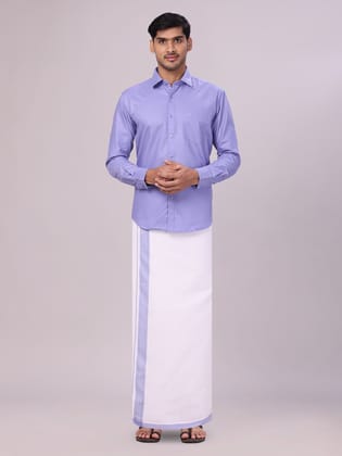 Mens Cotton Light Purple Matching Shirt and Dhoti Combo Luster-36 / H/S