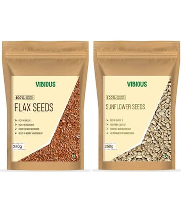 VIBIOUS Combo Pack of Premium Quality Raw Seeds, Flax Seed & Sunflower Seed 500g (250gX2)