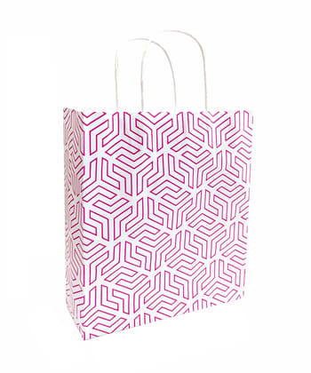 90 GSM Fluorescent Single Color Printed Small Paper Gift Bags, Ideal For Birthday Return Gifts & Gifting On Special Occasions (Pink, Size: 9.4 x 8.3 x 3 Inch) -  12
