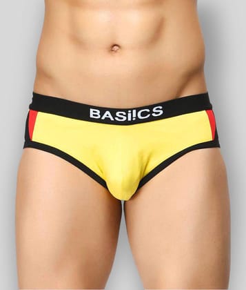 BASIICS By La Intimo - Yellow Cotton Blend Mens Briefs ( Pack of 1 ) - M