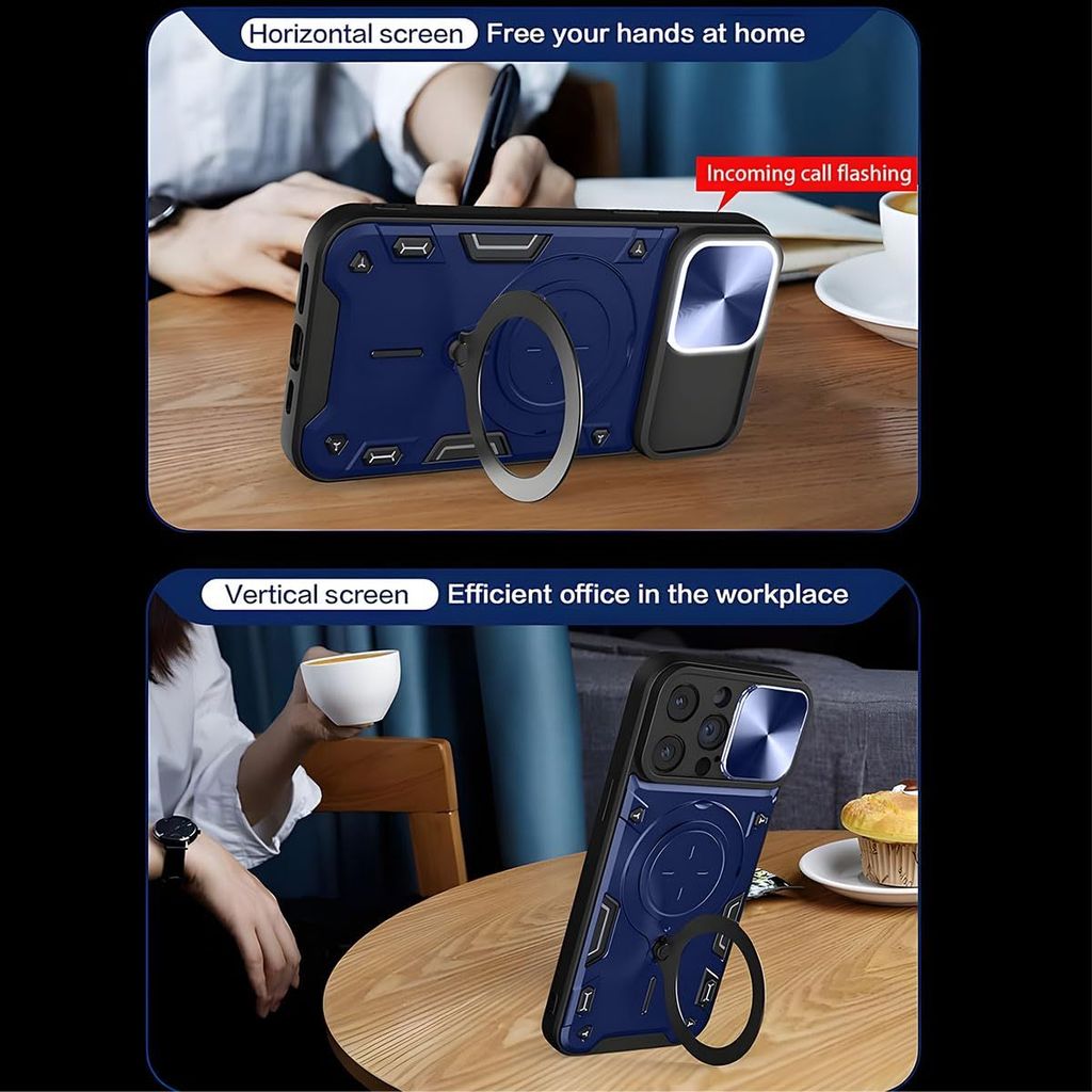 LIRAMARK Case Compatible with Apple iPhone 14 Pro (6.1 inch) with Stand & Slider Camera Military Grade Drop Protection