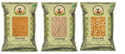 Sedya Premium Dal Combo – Toor Dal, Urad Dal & Chana Dal (3 × 1kg)