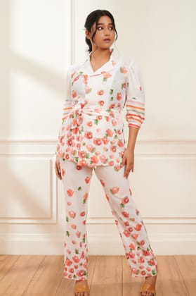 BLOSSOM printed co-ord set-WHITE BOUGANVILLEA PRINT / M