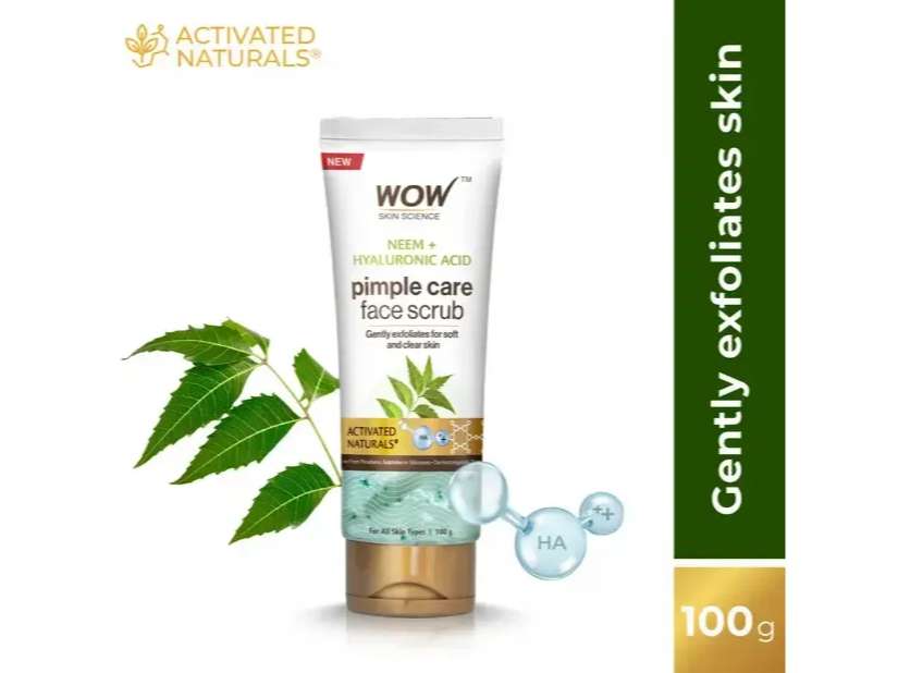 WOW Skin Science Neem & Hyaluronic Acid Pimple Care Face Scrub - 100g - Clearance sale 