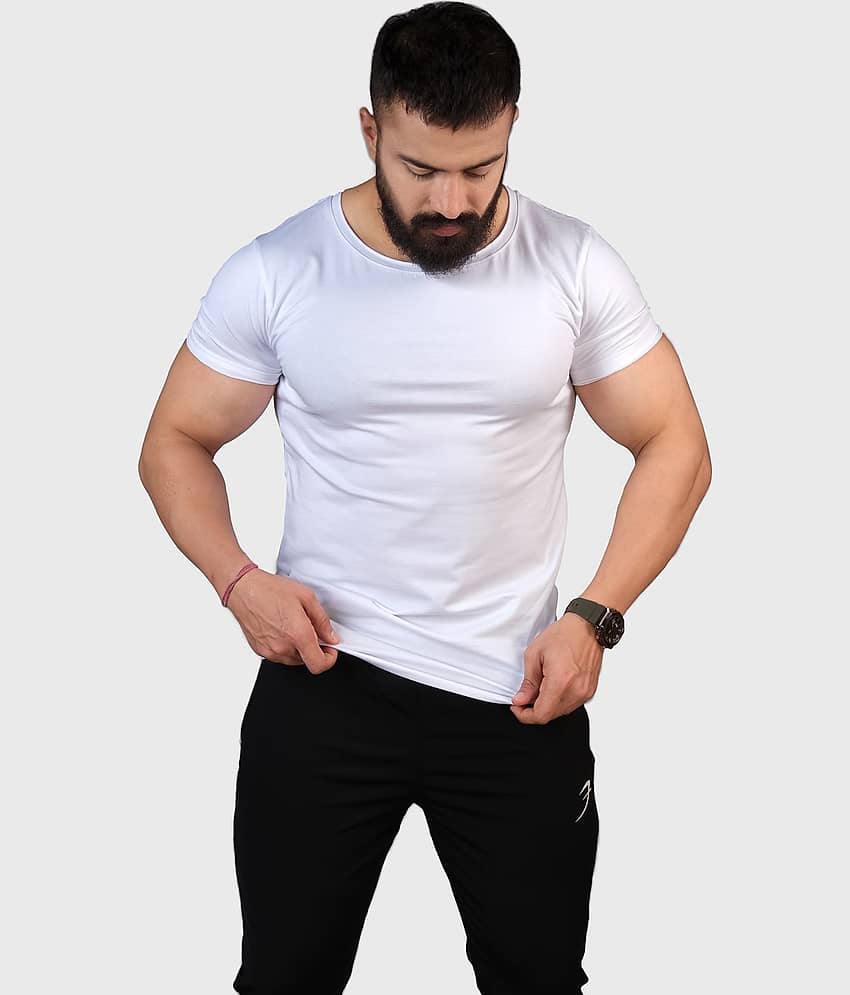 Fuaark White Cotton Slim Fit Men's Sports T-Shirt ( Pack of 1 )