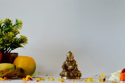 Brass Kuber Maharaj Idol (Color - Golden, Size - 3.25H *2.75L*2B) by Snova Enterprises