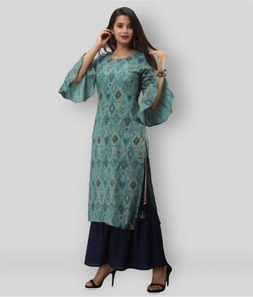 MAUKA - Turquoise Green Straight Rayon Women's Stitched Salwar Suit ( Pack of 1 )