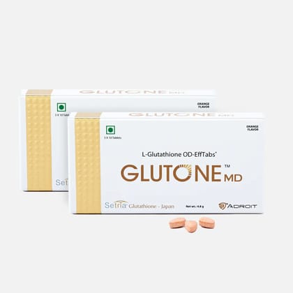 Glutone MD – Glutathione Mouth-Dissolving Tablets| Made with Setria L-Glutathione 100mg| Radiant Glow & Even Skin Tone| 30 Tablets (Orange)(PO2)