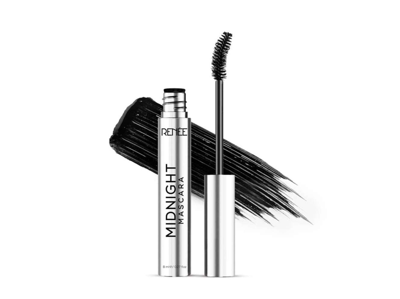 RENEE Midnight Mascara with Unique 360-Degree Wand, Darkest Black, Clump-Free & Long-Lasting Formula, Volumizes, Lengthens & Nourishes, Infused with Vitamin E, 8ml