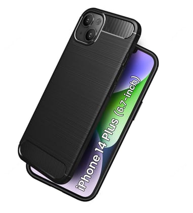 Carbon Fibre Series Shockproof Armor Back Cover for Apple iPhone 14 Plus, 6.7 inch, Black