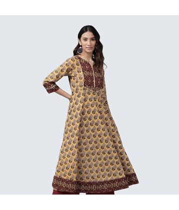 Yash Gallery - Mustard Cotton Women's Flared Kurti ( Pack of 1 )