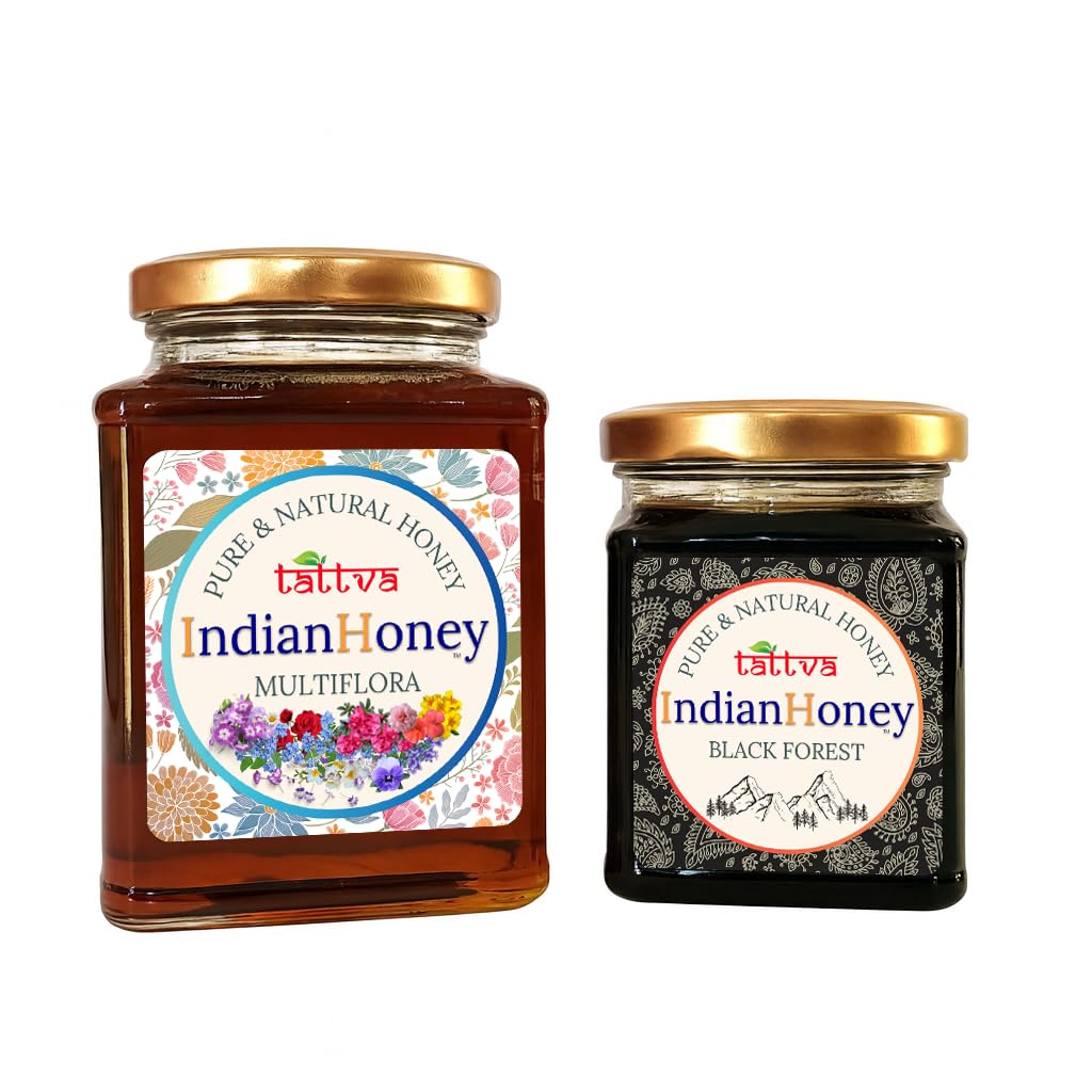 IndianHoney Himalayan Multiflora & Black Forest (Honeydew) Honey Combo Pack (500gm & 230gm) Himalayan Multiflora & Black Forest