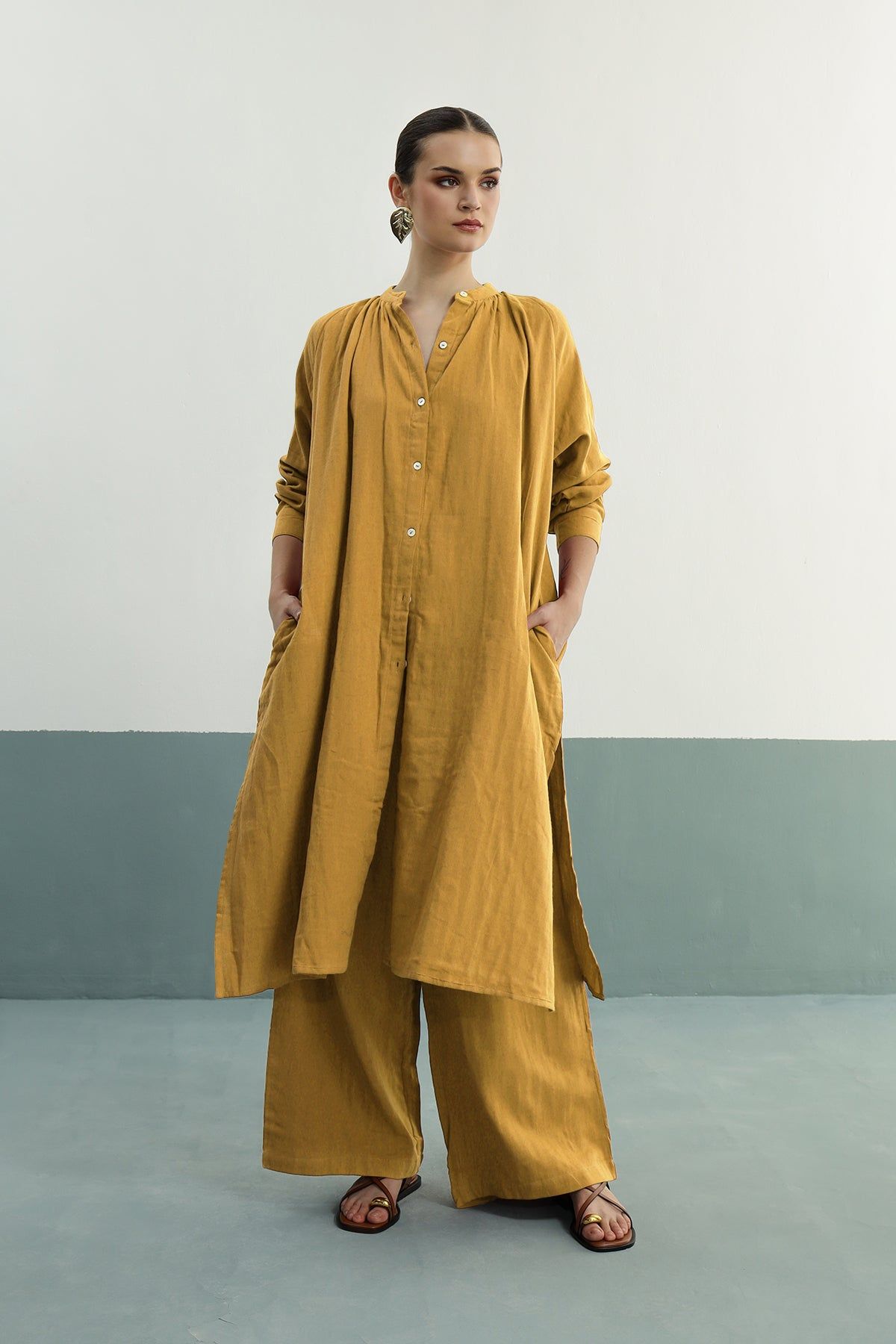 Leona Co-ord Set: Mustard-XS-S