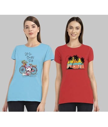 CHOZI Women Cotton Printed Regular Fit Round Neck T-Shirt ( Multi Color )