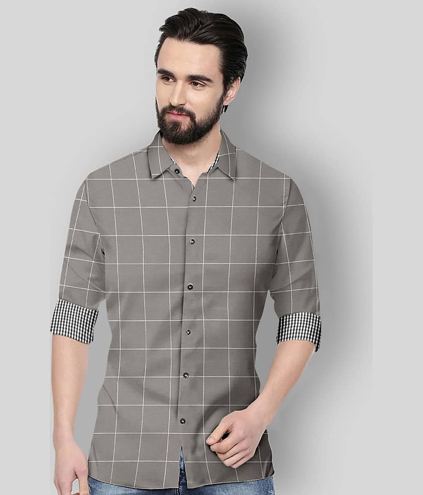 P&V - Grey Cotton Blend Regular Fit Men's Formal Shirt ( Pack of 1 )