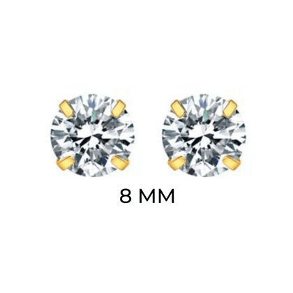 SOLITAIRE STUDS (8MM)- 18K GOLD-PLATED