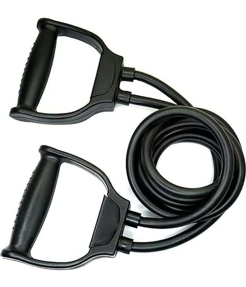 Double Toning Tube Exercise Resistance Toning Tube Bands with Handle Workout Band Physical Therapy Strength Training Resistance Pilates Tube Band Equipment Workout (Black), Pack of 1