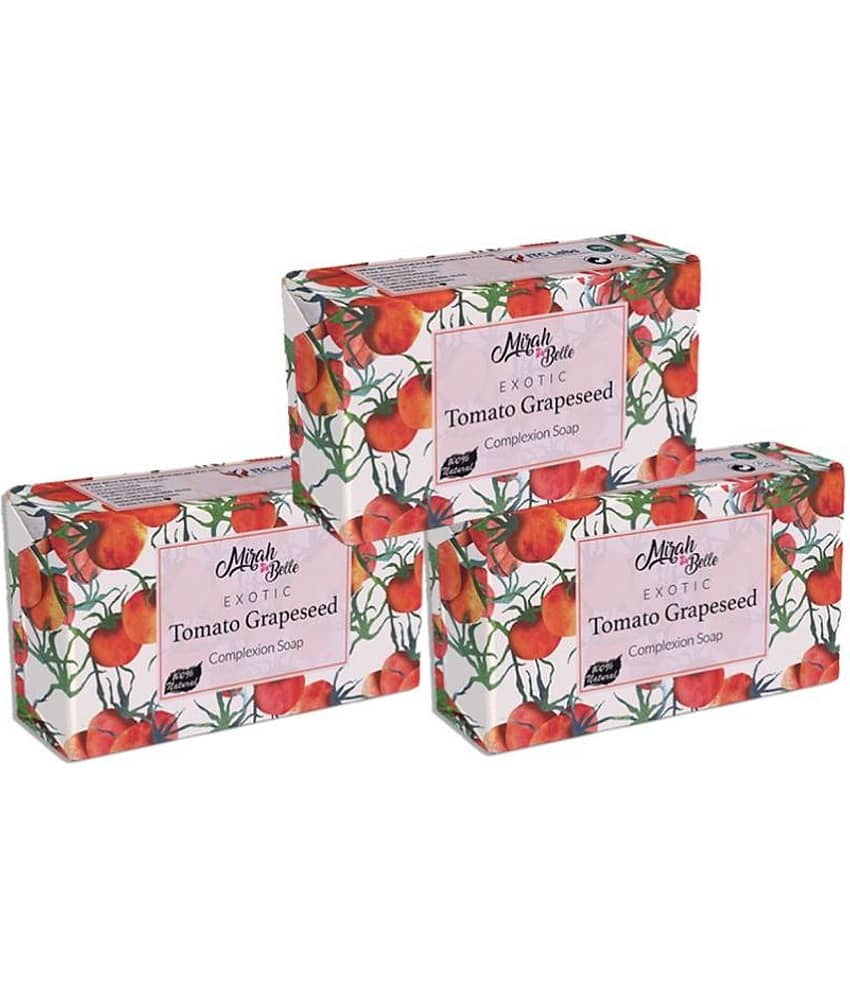 Mirah Belle - Organic Tomato Grapeseed Soap 125gm (Pack of 3) -For Dull, Pigmented & Blemished Skin- Handmade Soap 375gm