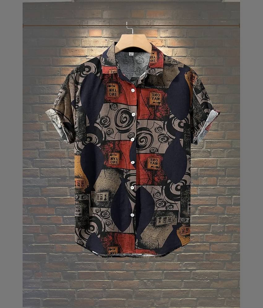 AAPSKA Poly Cotton Regular Fit Printed Half Sleeves Men's Casual Shirt - Blue ( Pack of 1 )