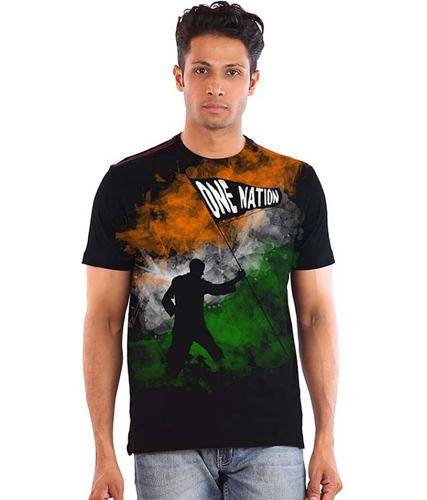 Huetrap Pack of 1 Cotton Regular Fit Men's T-Shirt ( Black )