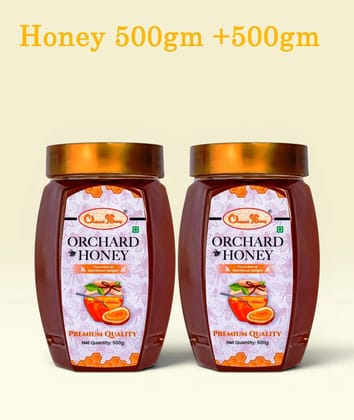Orchard Honey Premium Honey 1KG | Pure Honey | No Additives or Preservatives | Rich in Antioxidants| Desi Honey | Wild Forest Honey for Weight loss & Digestion | Natural Shahad 500gm+500gm Pack