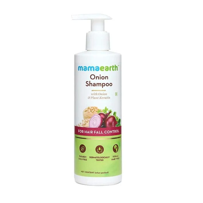 Mamaearth Onion Shampoo With Onion & Plant Kertain For Hair Fall Control, 200 ml