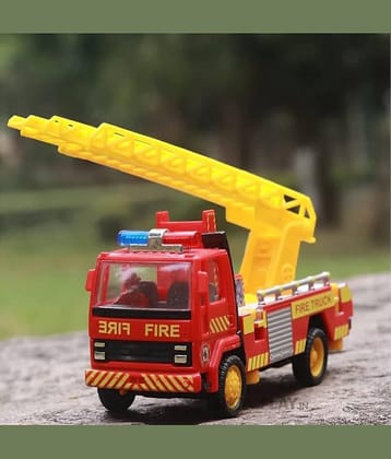 Toys Fire Ladder Truck for Kids with Movable Extendable Ladder and Drop Down Jacks | Friction Powered Truck Toy | Miniature Model Vehicle Toys | Ideal Gift for Kids