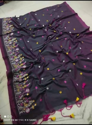 khadi cotton embroidery design saree