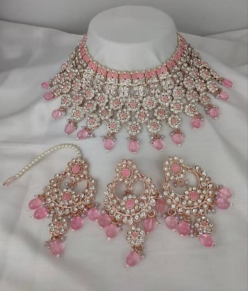 Padmavati Bangles Pink Alloy Necklace Set ( Pack of 1 )