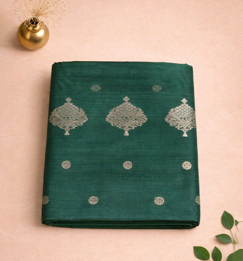 Handloom Chanderi Silk Mercerized Cotton Saree with Meena Booti