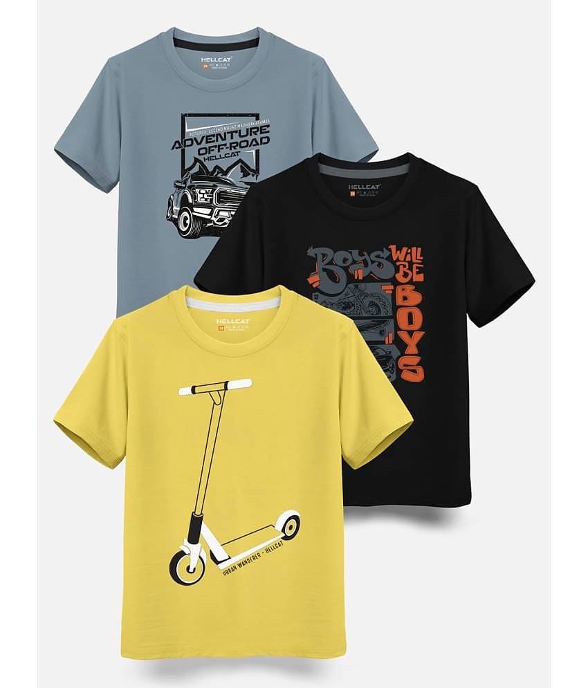 HELLCAT Pack of 1 Boys Cotton Blend T-Shirt ( White )