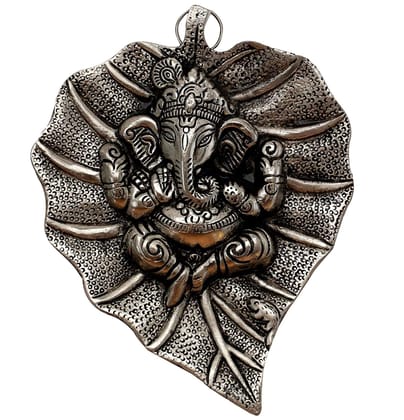 DreamKraft Metal Leaf Ganesh Door Hanging Wall Art for Home Decor (Silver)