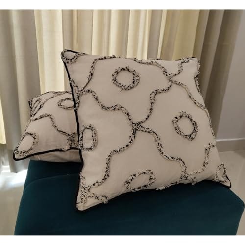 PREETIER Throw Cushion Covers Premium Cotton Square Pillow Cover Pillowcases (Pack of 2) (Albany Ogee, 20 x 20)