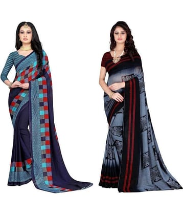 LEELAVATI Georgette Printed Saree With Unstitched Blouse Piece ( Multicolor )