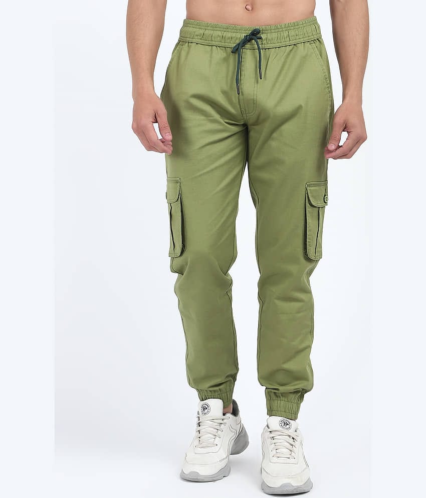 plounge Slim Flat Men's Cargos - Olive Green ( Pack of 1 )