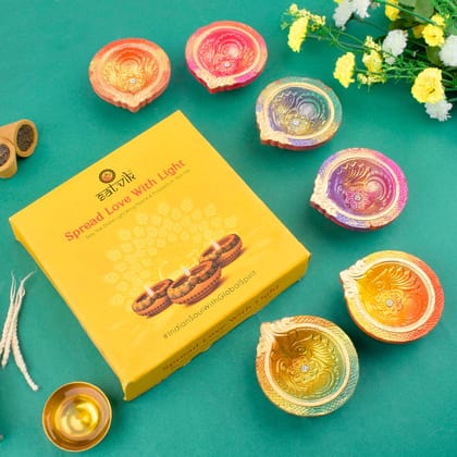 Sacred Glow Authentic Clay Diyas for Diwali Set of 6