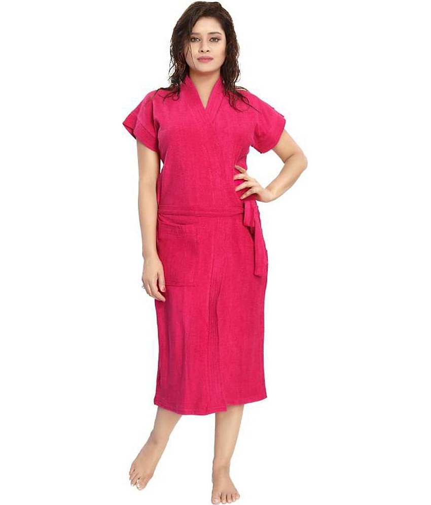 Poorak Pink Free Size Bathrobe ( Pack of 1 )