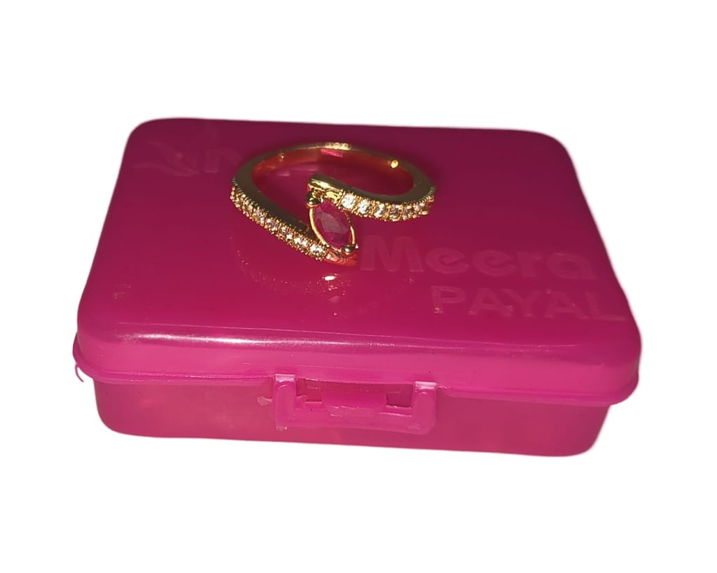 Gold Plated Adjustable Cubic Zirconia Ring for Women