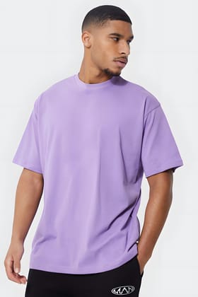Lavender Oversized Premium Cotton Solid T shirt-S